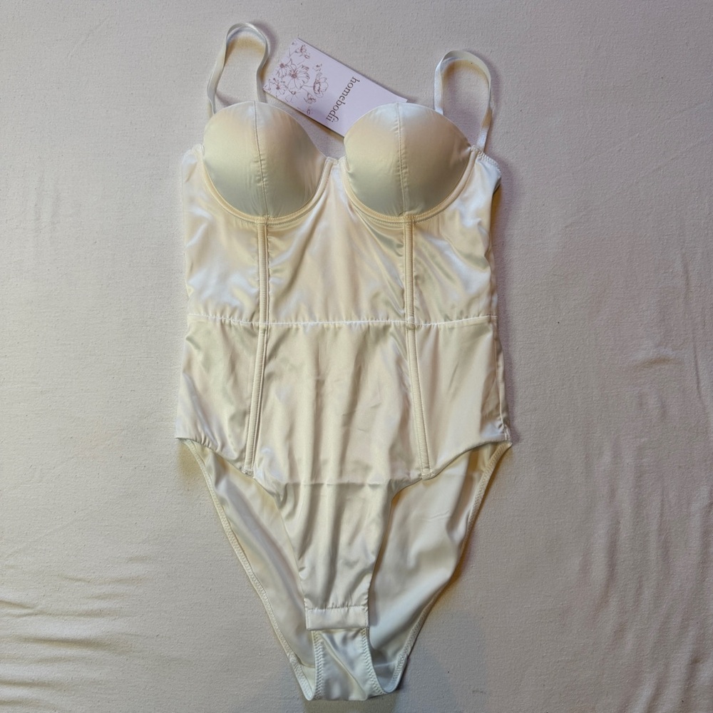 Homebodii Brooklyn Bodysuit White Satin Corset‎ Women Size XS NWT